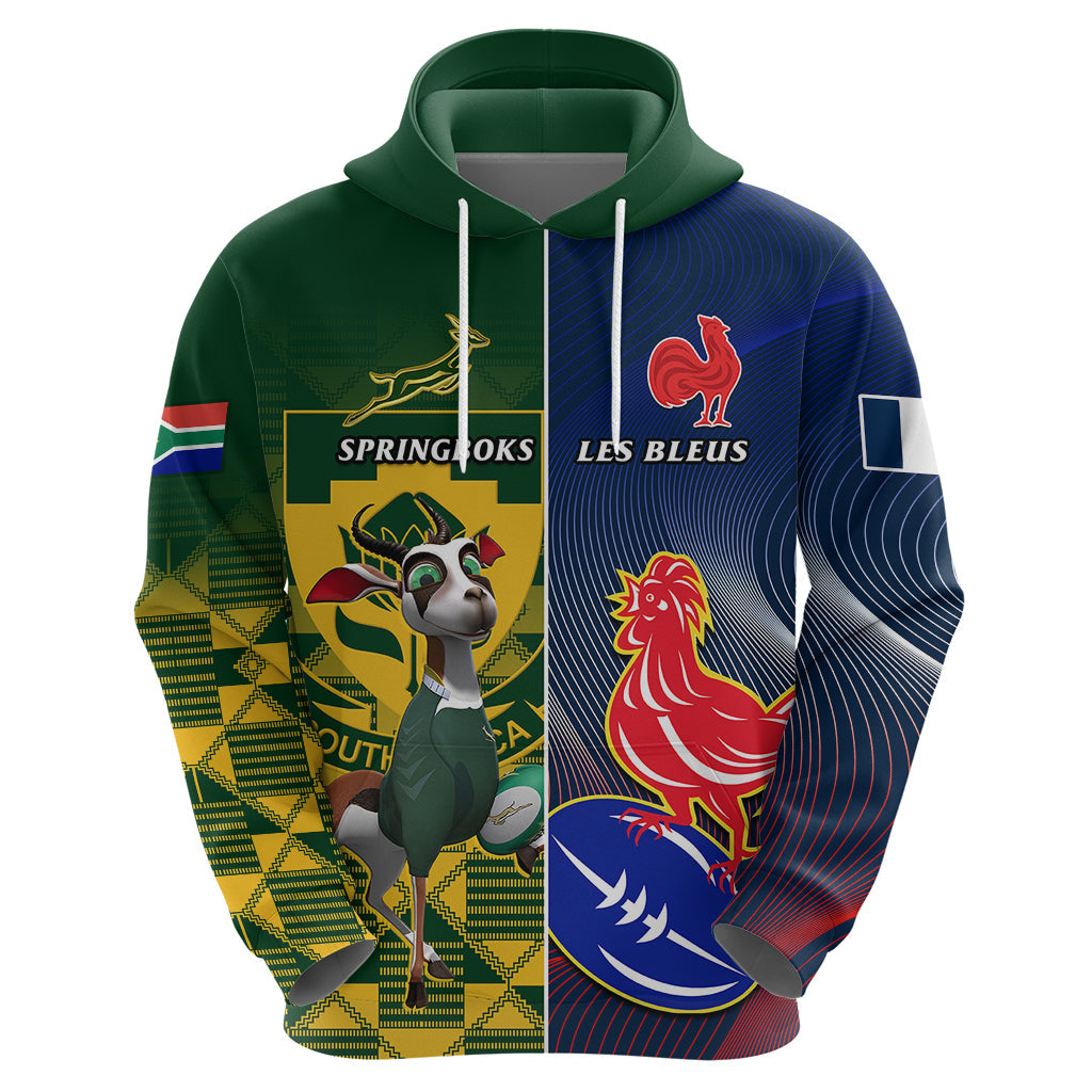 Custom South Africa And France Rugby Hoodie Springboks With Les Bleus Together 2023 World Cup LT14