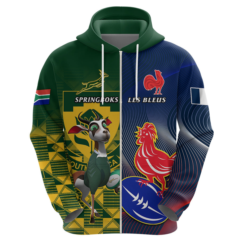 Custom South Africa And France Rugby Hoodie Springboks With Les Bleus Together 2023 World Cup LT14