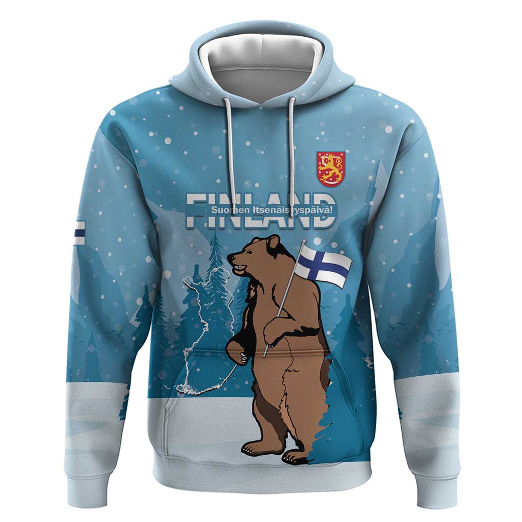 Finland Independence Day Hoodie Suomen Itsenaistyminen Mix Brown Bear LT14