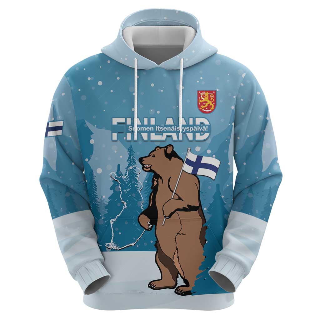 Finland Independence Day Hoodie Suomen Itsenaistyminen Mix Brown Bear LT14
