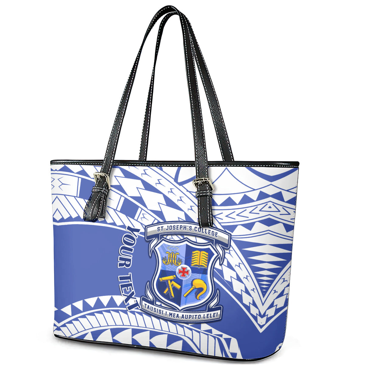 Personalised Samoa St Josephs College Leather Tote Bag Marist Brothers Samoan Pattern LT14