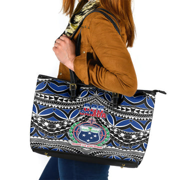 Samoa 685 Leather Tote Bag Samoan Coat Of Arms Simple Style LT14