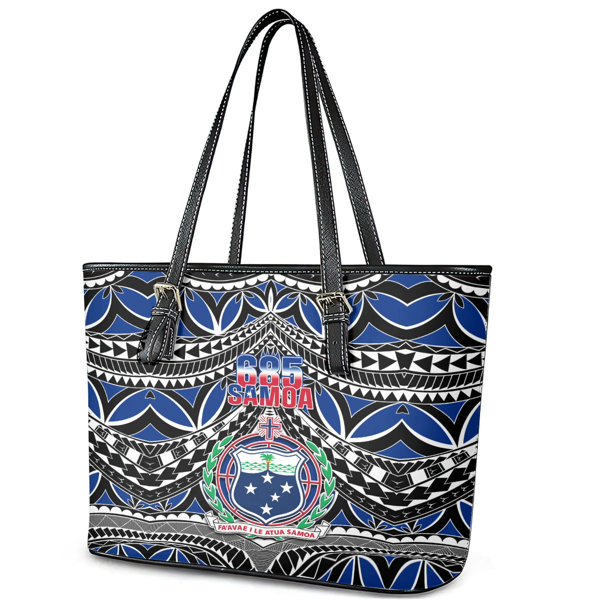 Samoa 685 Leather Tote Bag Samoan Coat Of Arms Simple Style LT14