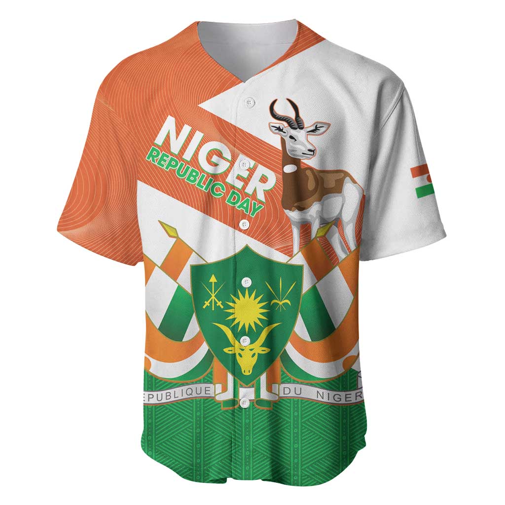 Afro Niger Baseball Jersey Dama Gazelle African Pattern - Republic Day LT14