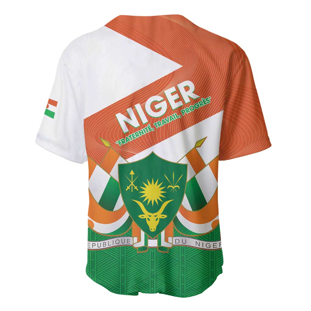 Afro Niger Baseball Jersey Dama Gazelle African Pattern - Republic Day LT14