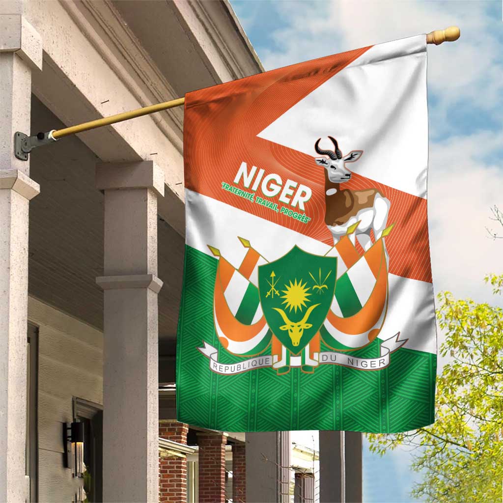Afro Niger Garden Flag Dama Gazelle African Pattern - Republic Day LT14