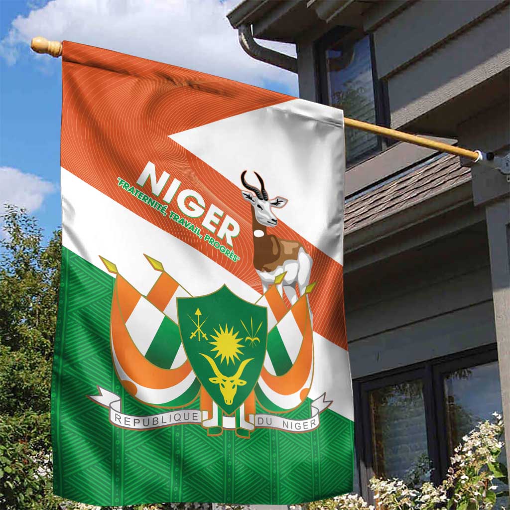 Afro Niger Garden Flag Dama Gazelle African Pattern - Republic Day LT14