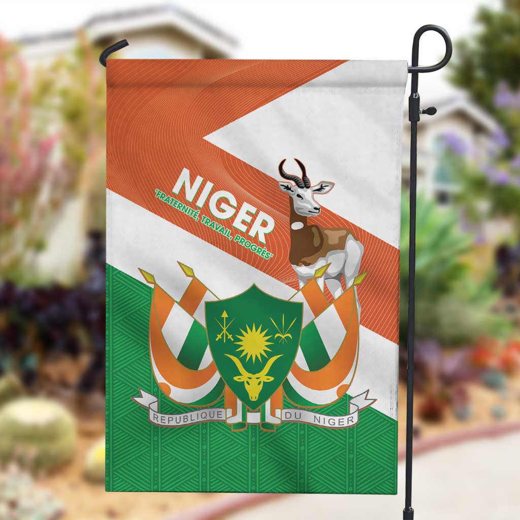 Afro Niger Garden Flag Dama Gazelle African Pattern - Republic Day LT14