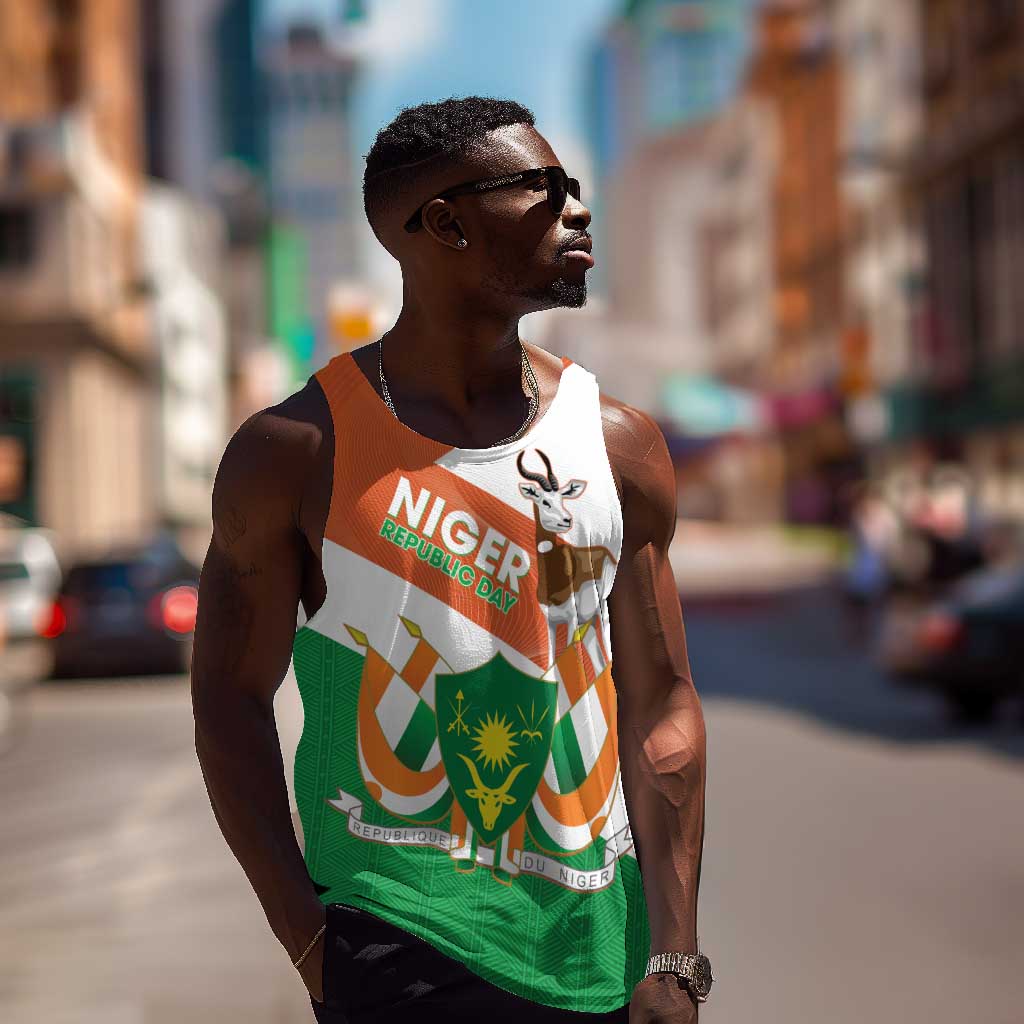 Afro Niger Men Tank Top Dama Gazelle African Pattern - Republic Day LT14