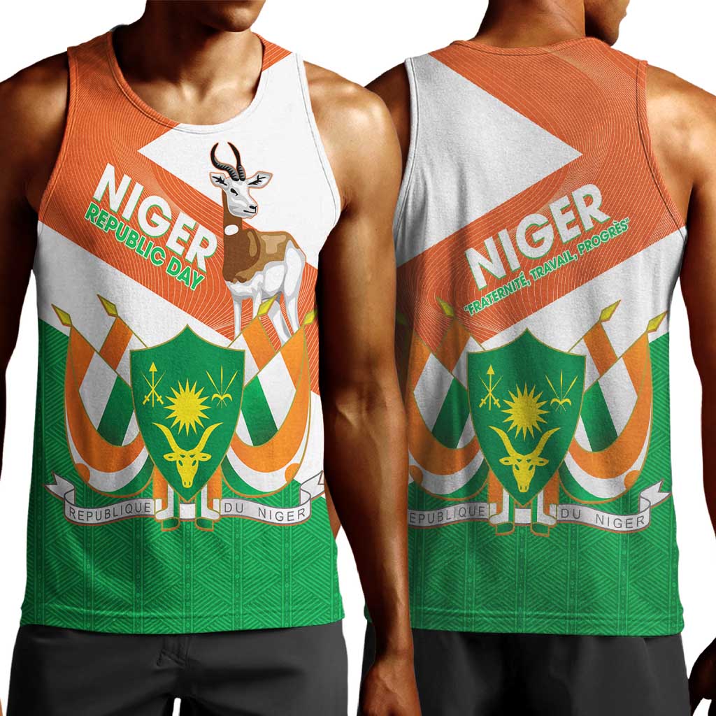 Afro Niger Men Tank Top Dama Gazelle African Pattern - Republic Day LT14