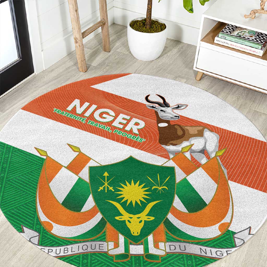Afro Niger Round Carpet Dama Gazelle African Pattern - Republic Day LT14