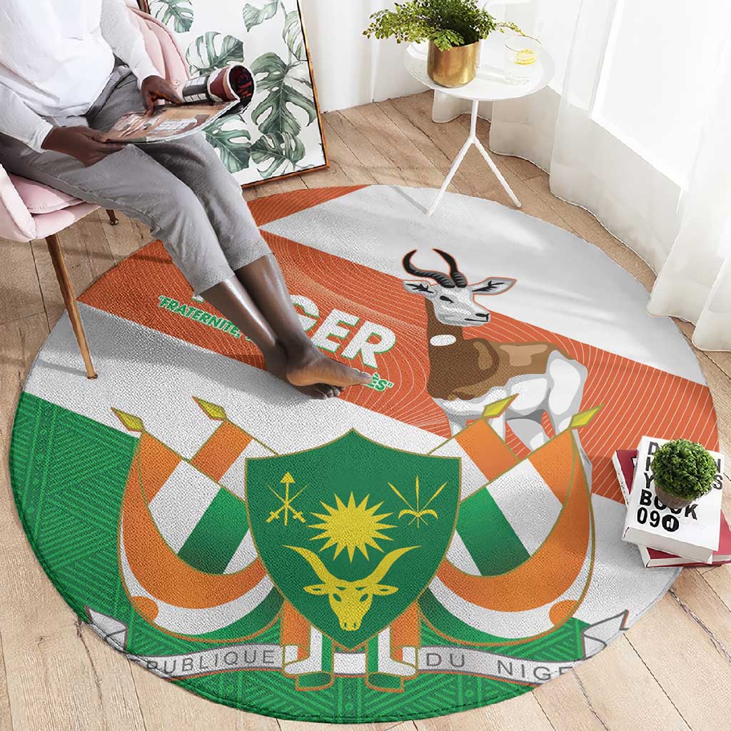 Afro Niger Round Carpet Dama Gazelle African Pattern - Republic Day LT14