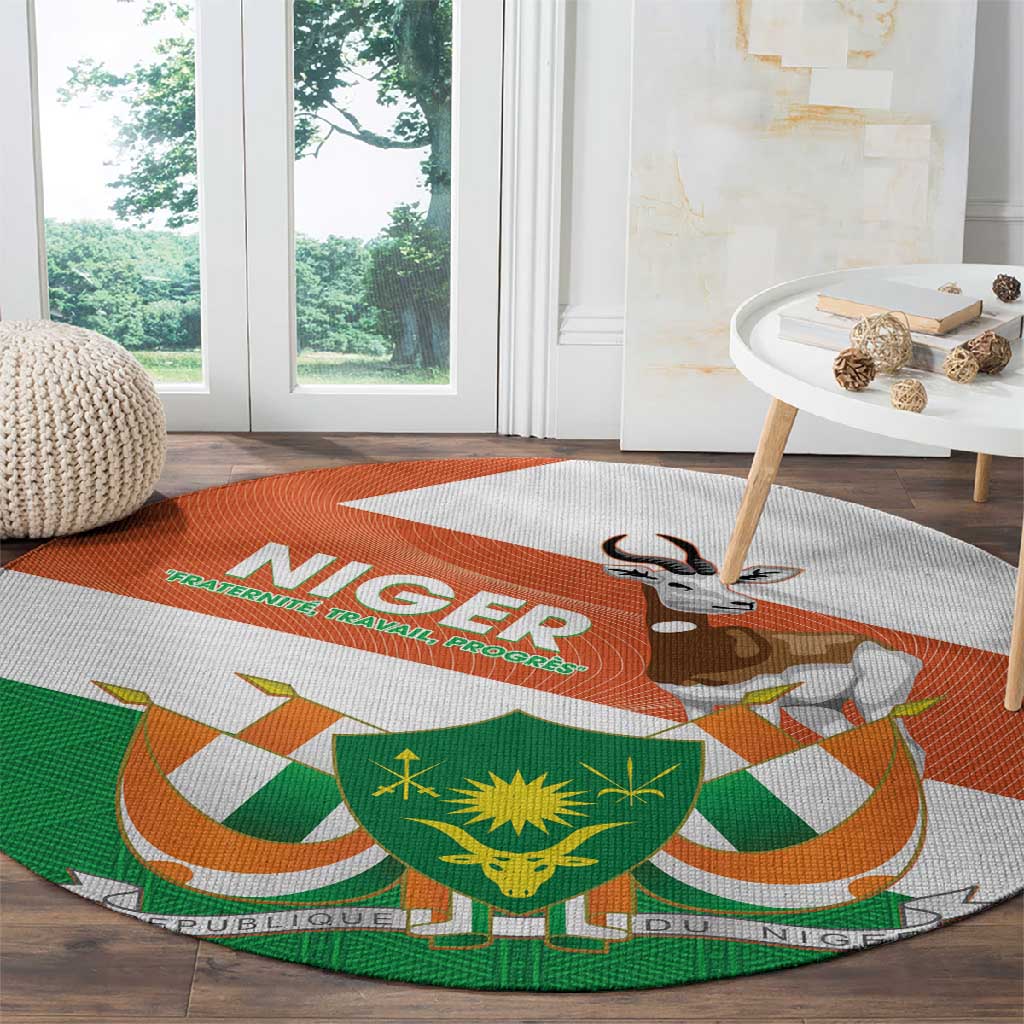 Afro Niger Round Carpet Dama Gazelle African Pattern - Republic Day LT14