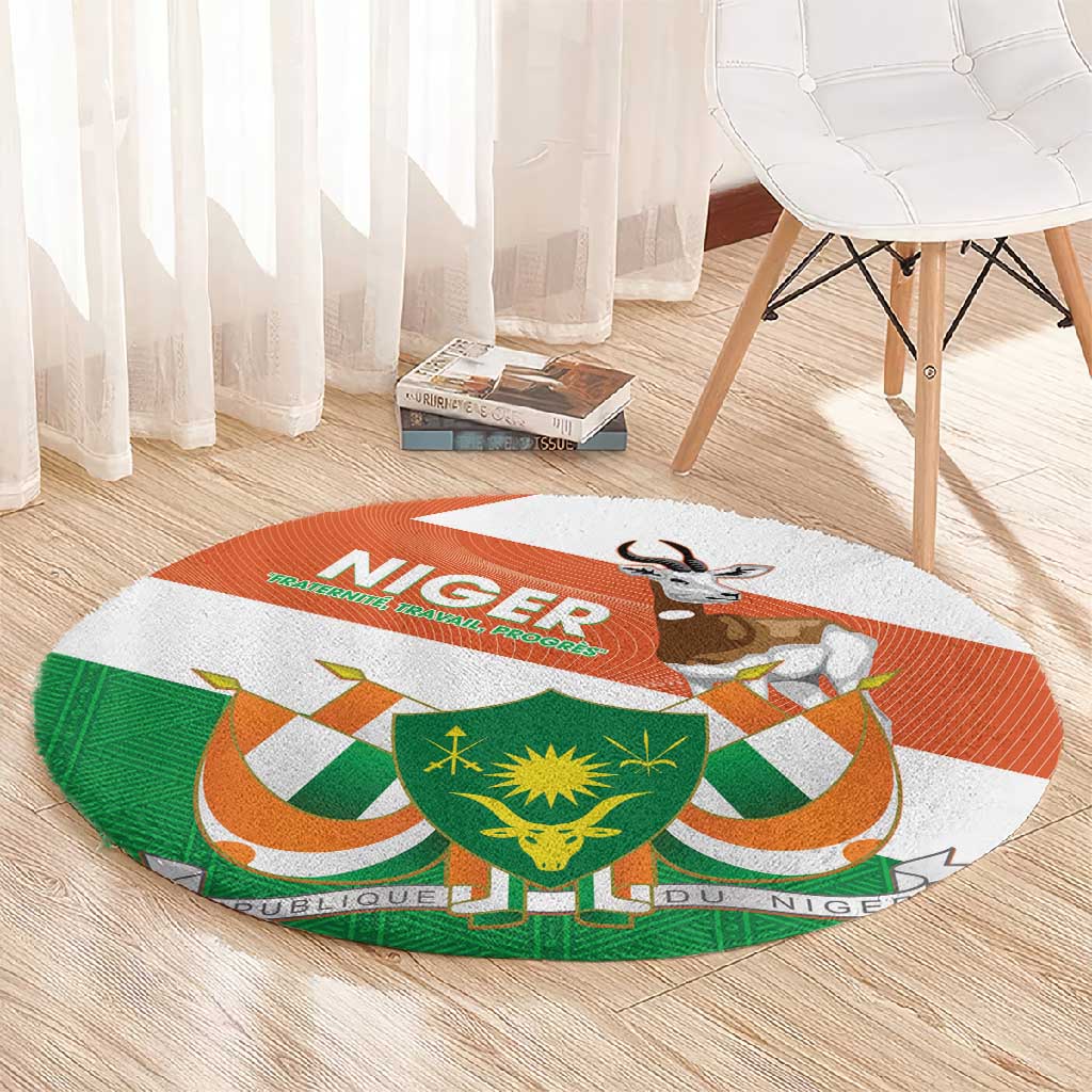 Afro Niger Round Carpet Dama Gazelle African Pattern - Republic Day LT14