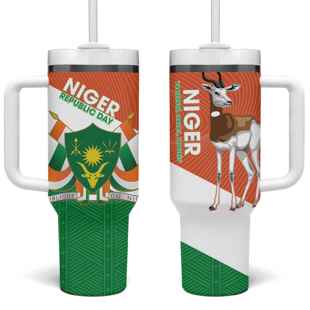 Afro Niger Tumbler With Handle Dama Gazelle African Pattern - Republic Day LT14
