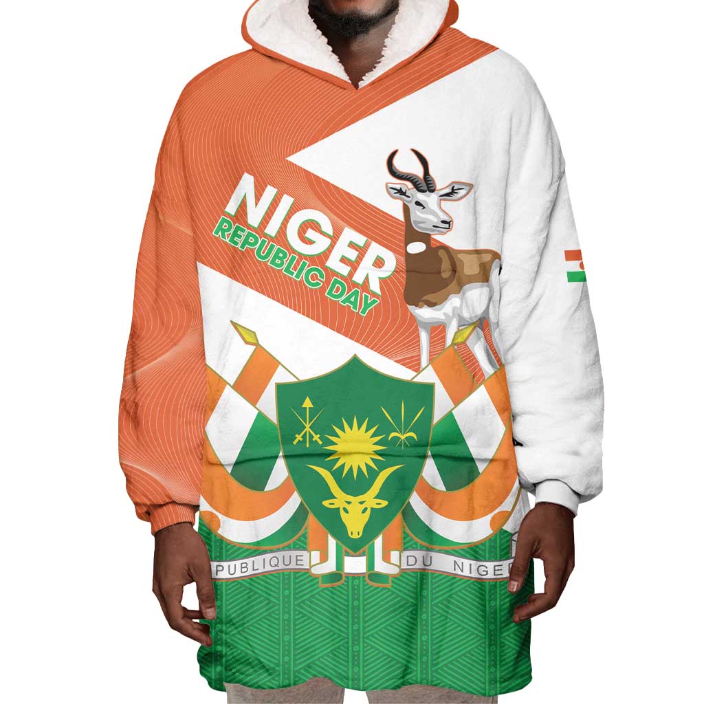 Afro Niger Wearable Blanket Hoodie Dama Gazelle African Pattern - Republic Day LT14