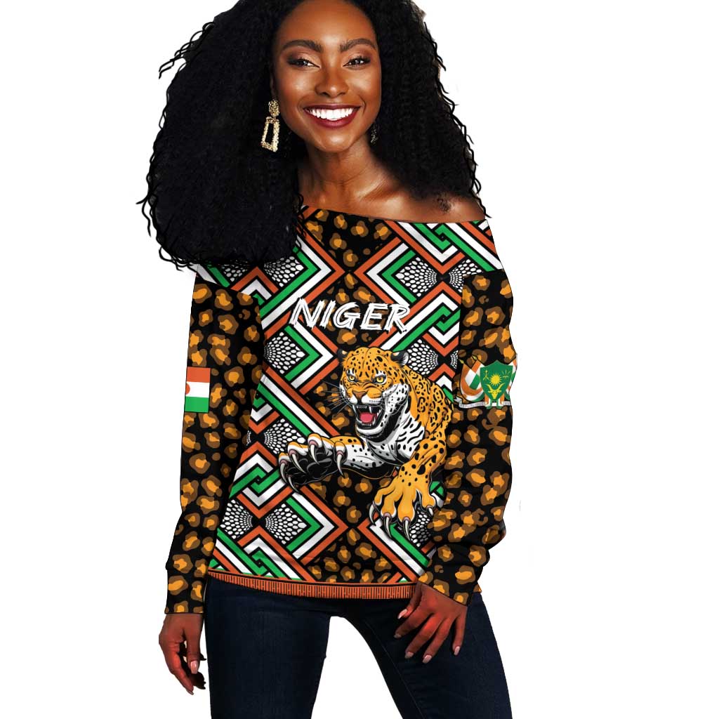 Personalized Afro Niger Off Shoulder Sweater Leopard Ankara African Pattern LT14