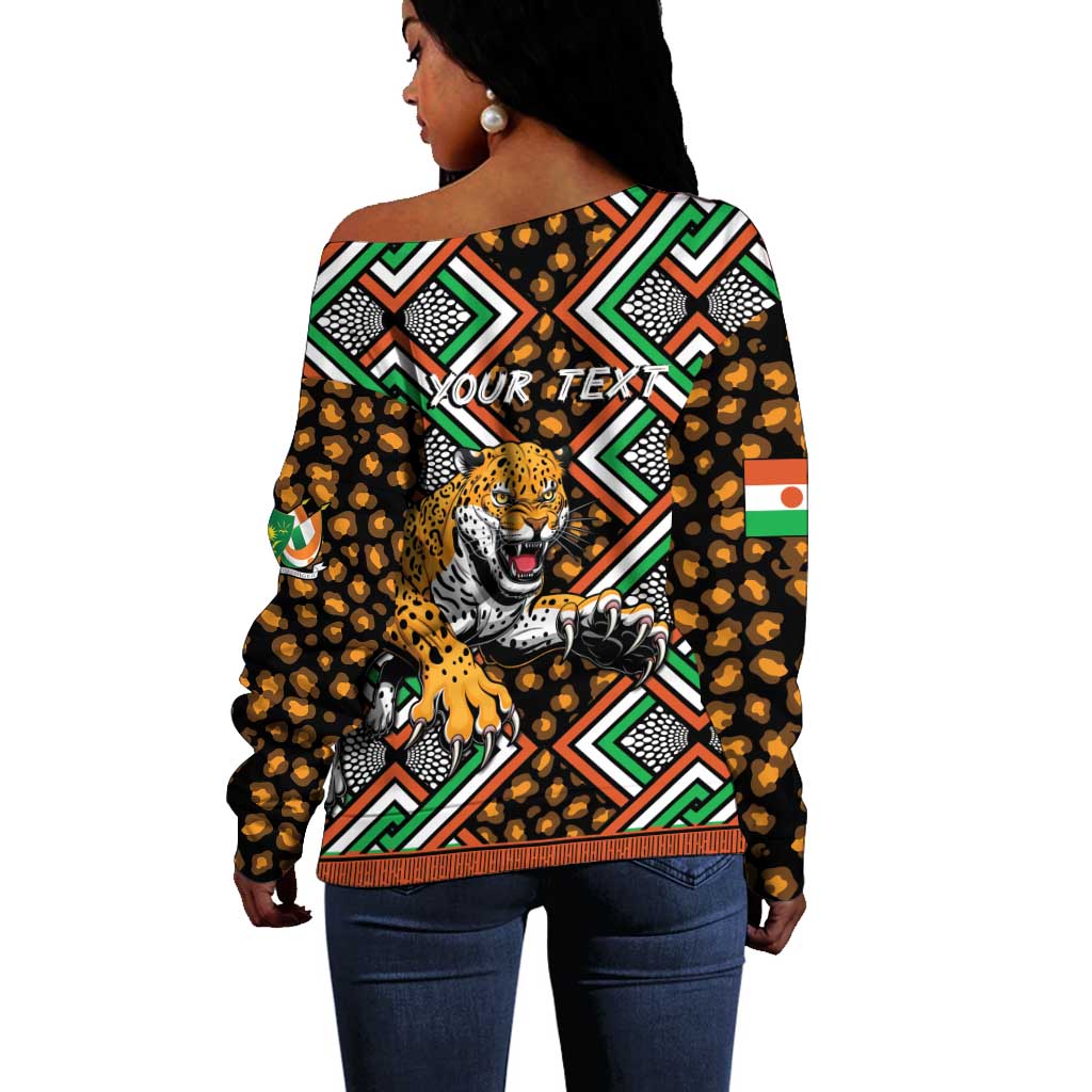Personalized Afro Niger Off Shoulder Sweater Leopard Ankara African Pattern LT14