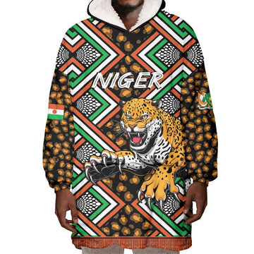 Personalized Afro Niger Wearable Blanket Hoodie Leopard Ankara African Pattern LT14