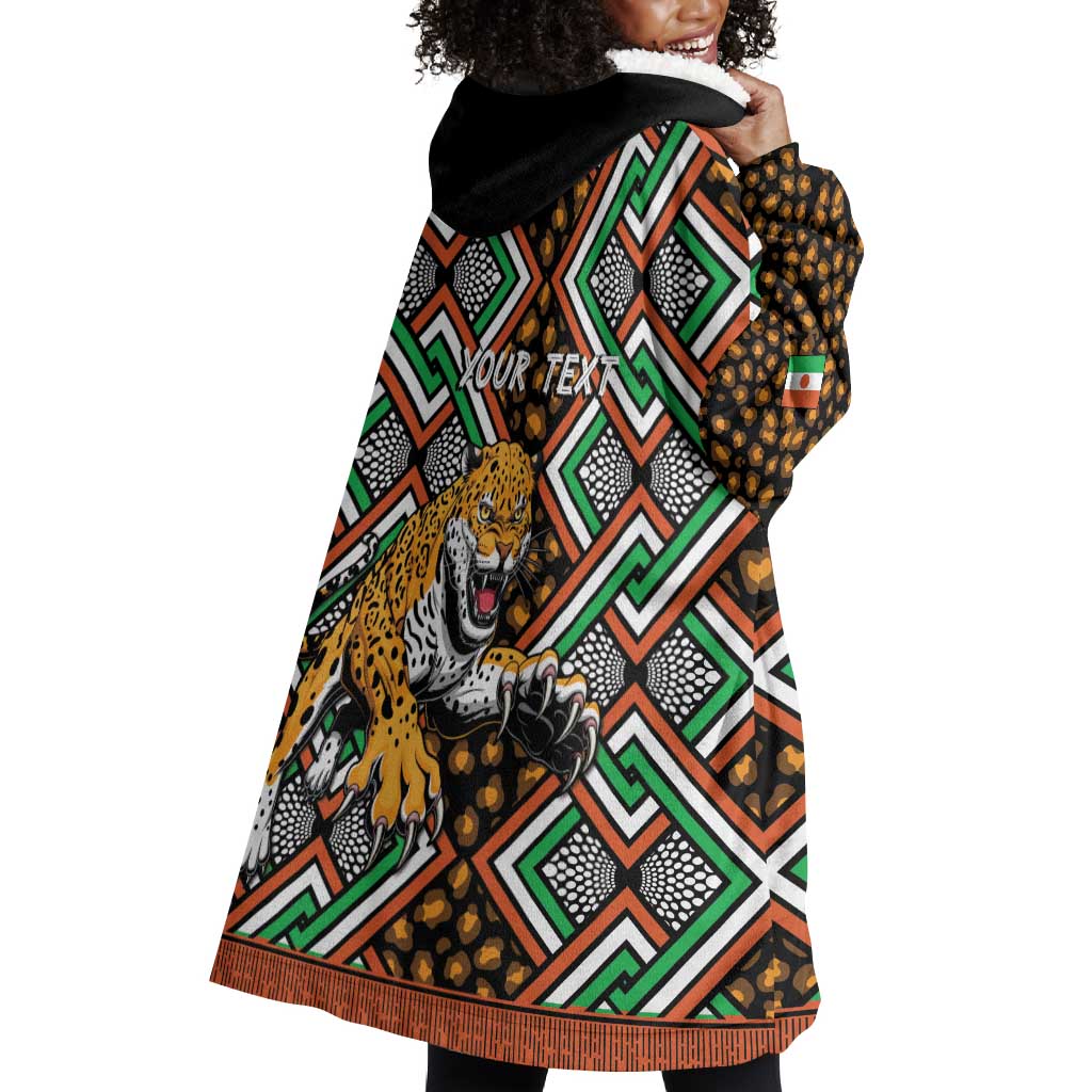 Personalized Afro Niger Wearable Blanket Hoodie Leopard Ankara African Pattern LT14