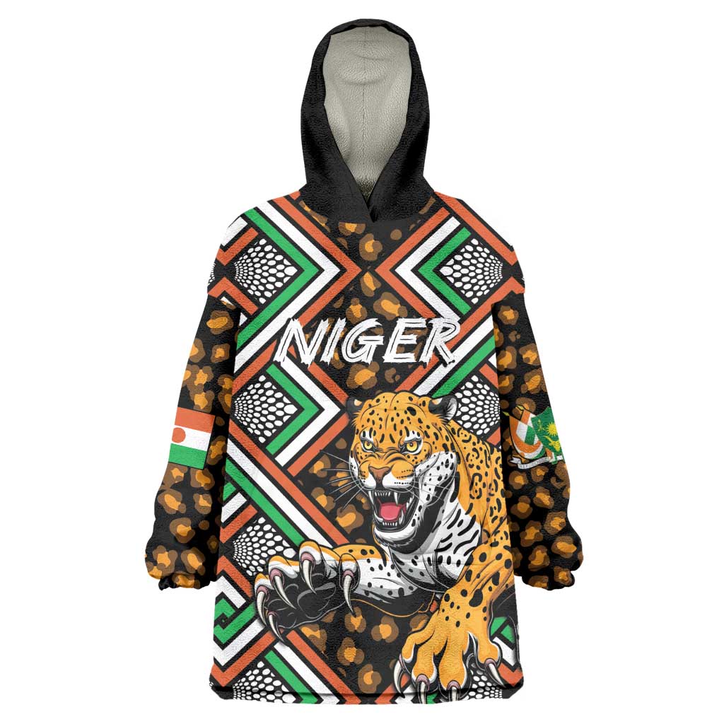 Personalized Afro Niger Wearable Blanket Hoodie Leopard Ankara African Pattern LT14