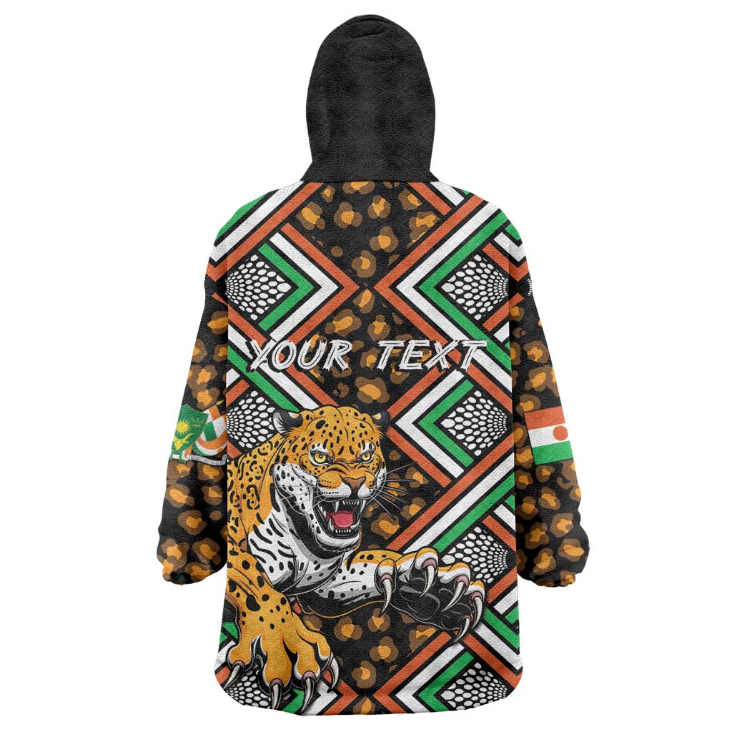 Personalized Afro Niger Wearable Blanket Hoodie Leopard Ankara African Pattern LT14