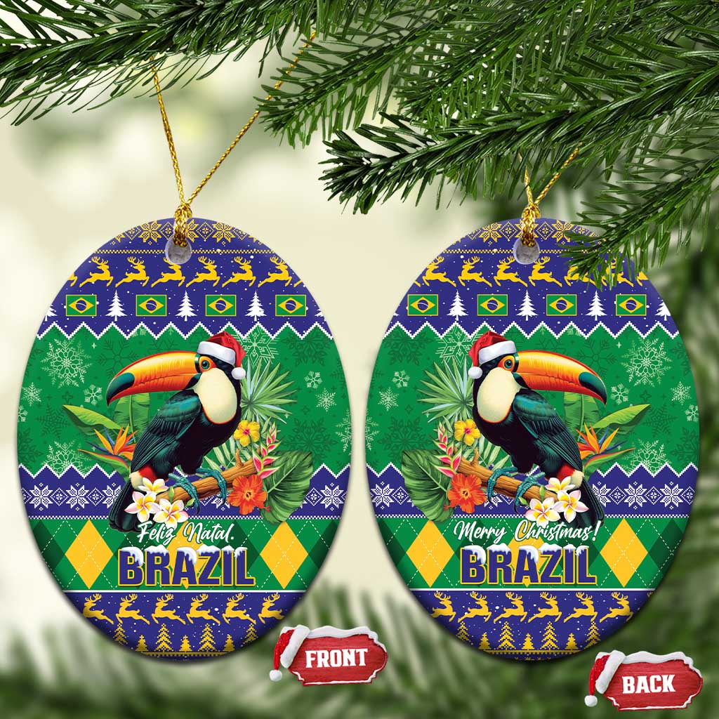 Brazil Christmas Ceramic Ornament Toco Toucan Feliz Natal LT14