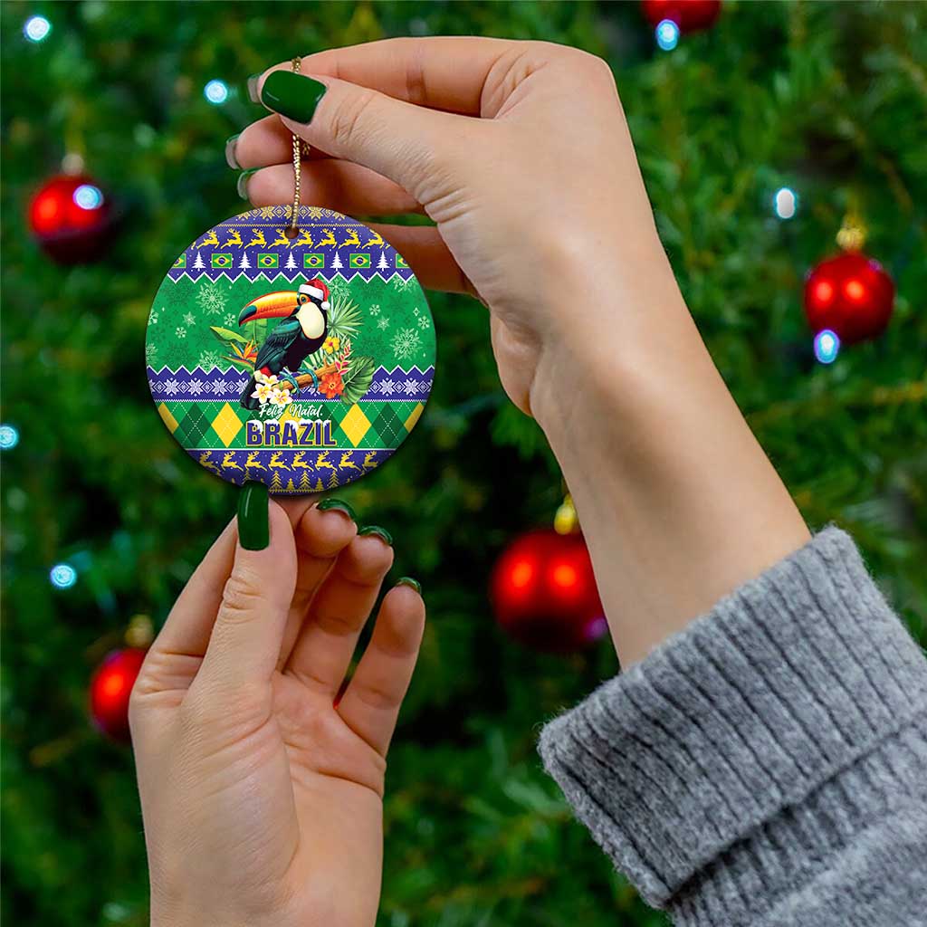 Brazil Christmas Ceramic Ornament Toco Toucan Feliz Natal LT14