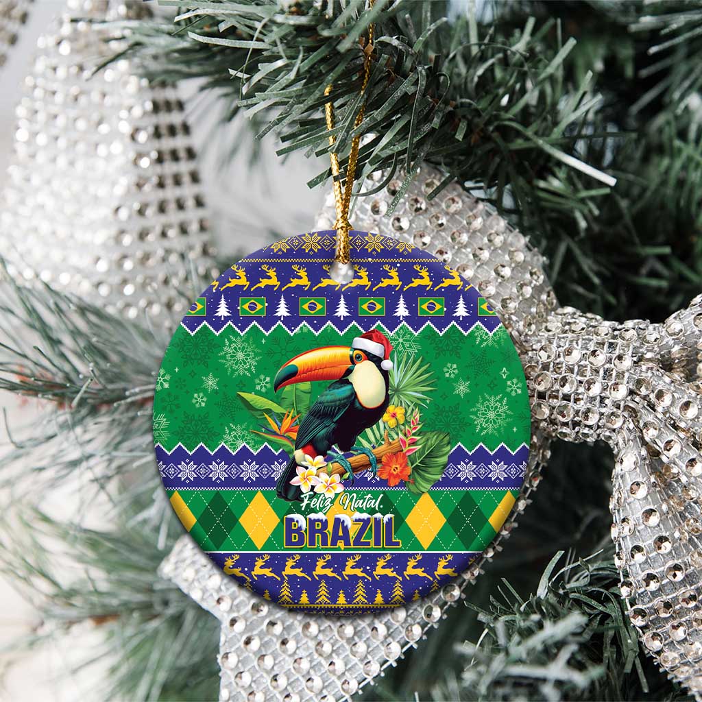 Brazil Christmas Ceramic Ornament Toco Toucan Feliz Natal LT14