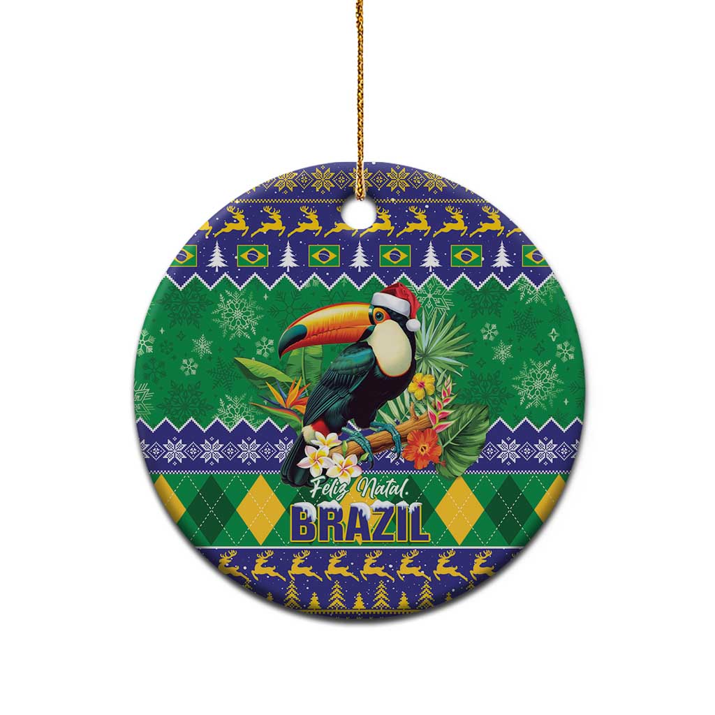 Brazil Christmas Ceramic Ornament Toco Toucan Feliz Natal LT14
