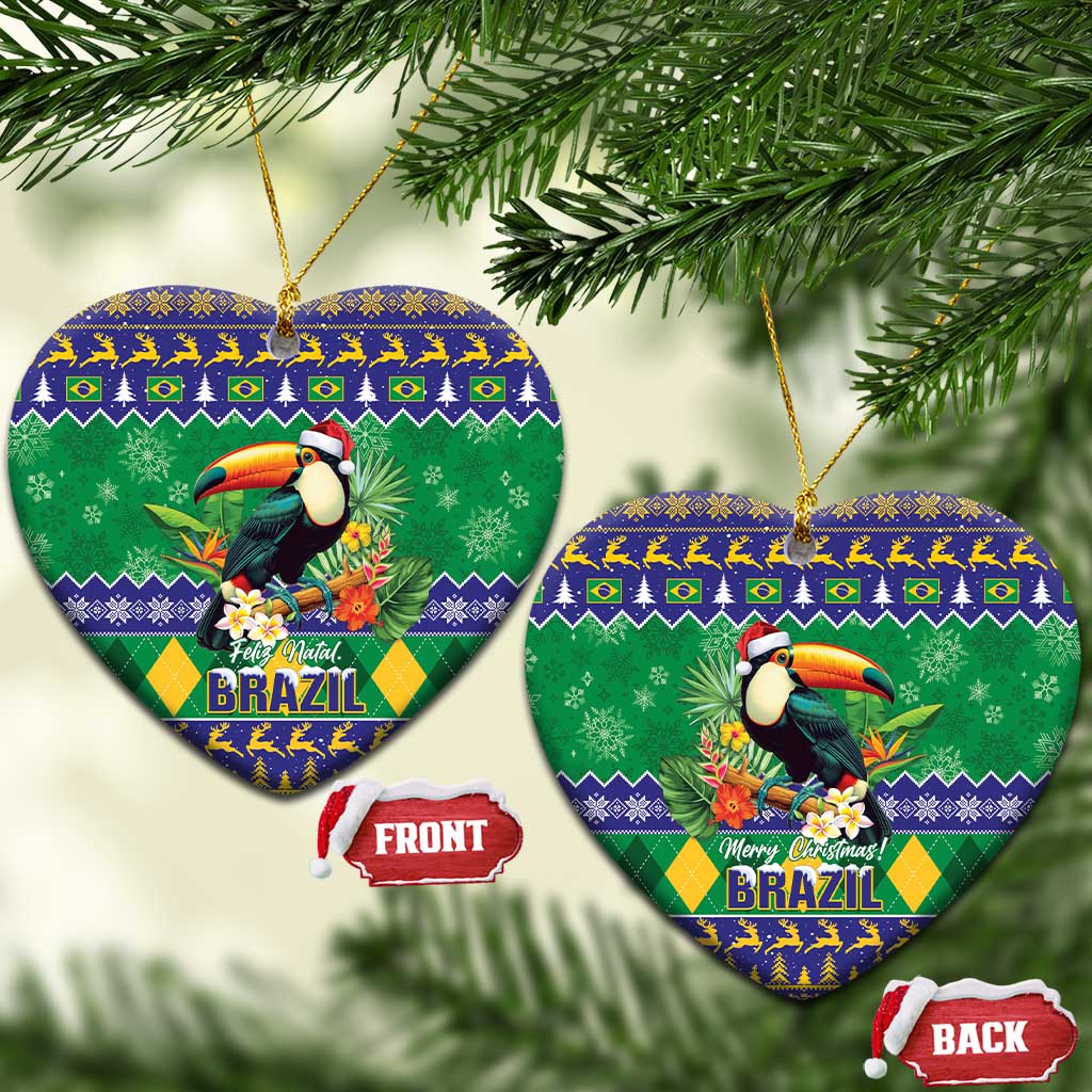 Brazil Christmas Ceramic Ornament Toco Toucan Feliz Natal LT14