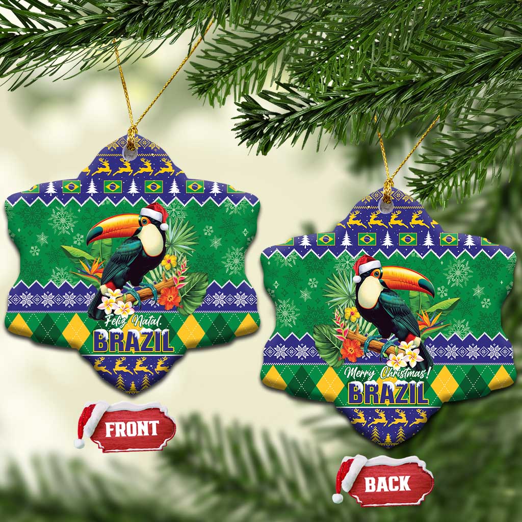 Brazil Christmas Ceramic Ornament Toco Toucan Feliz Natal LT14