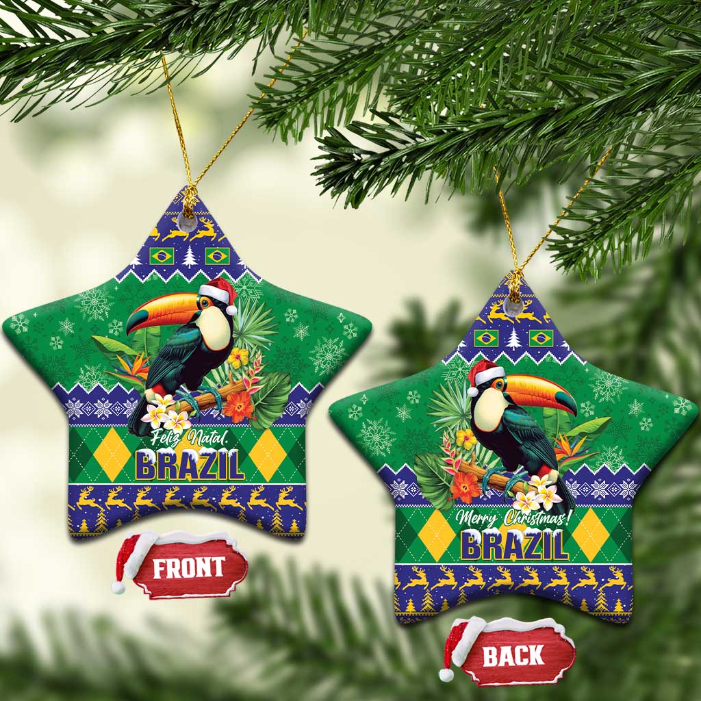 Brazil Christmas Ceramic Ornament Toco Toucan Feliz Natal LT14