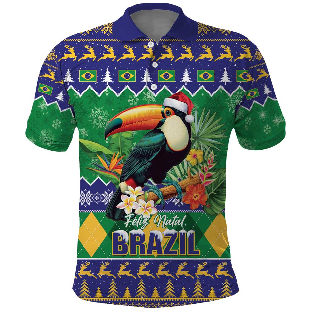 Brazil Christmas Polo Shirt Toco Toucan Feliz Natal LT14
