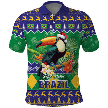 Brazil Christmas Polo Shirt Toco Toucan Feliz Natal LT14