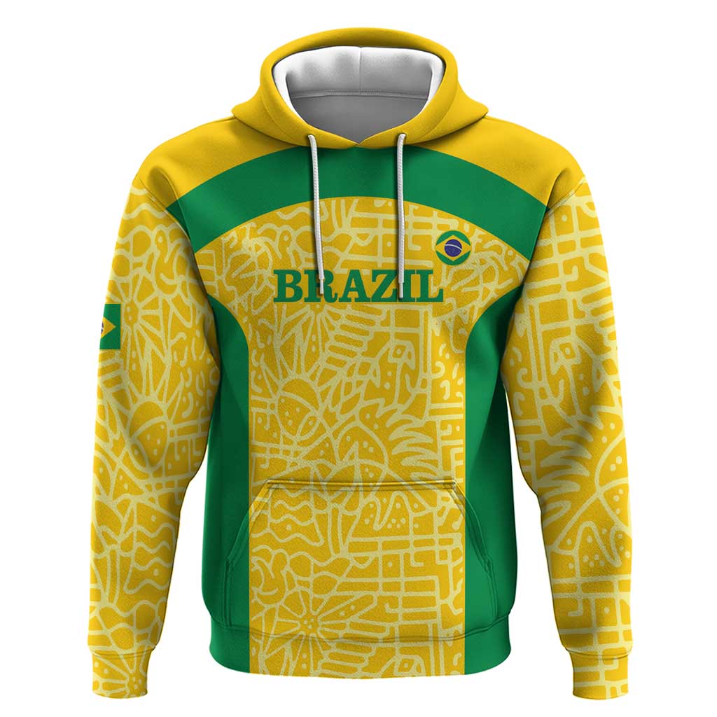Custom Brazil Football Hoodie Vamos Selecao - Yellow LT14
