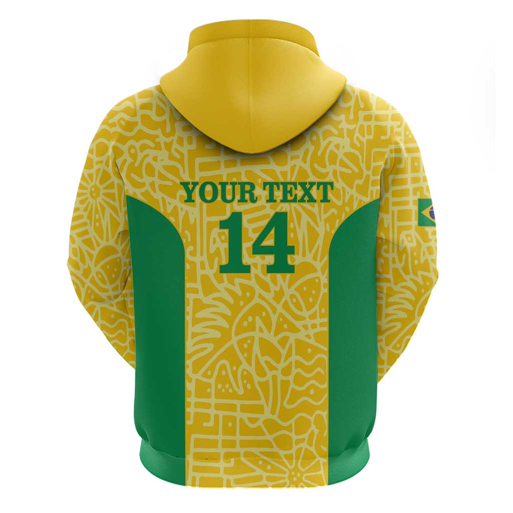 Custom Brazil Football Hoodie Vamos Selecao - Yellow LT14