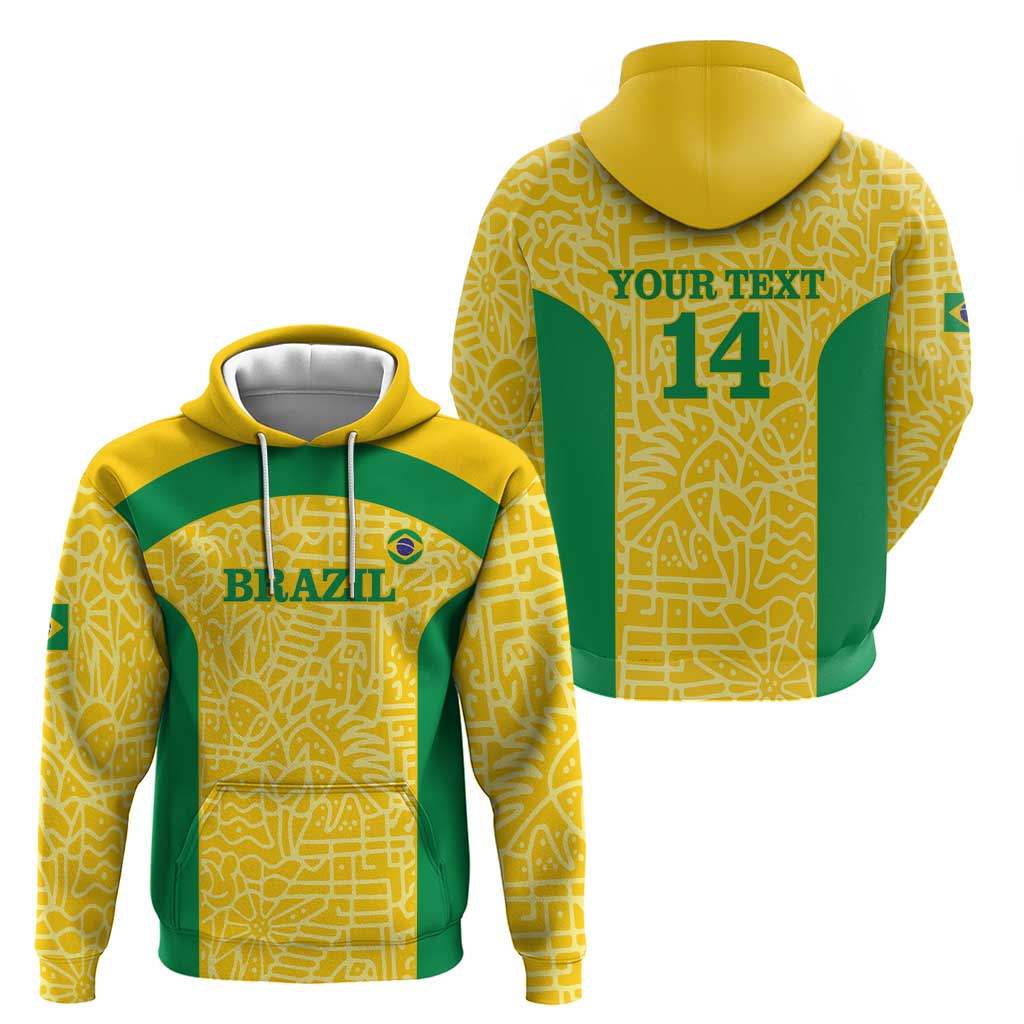 Custom Brazil Football Hoodie Vamos Selecao - Yellow LT14
