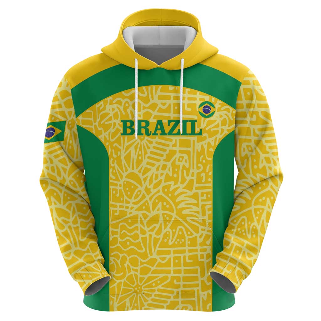 Custom Brazil Football Hoodie Vamos Selecao - Yellow LT14