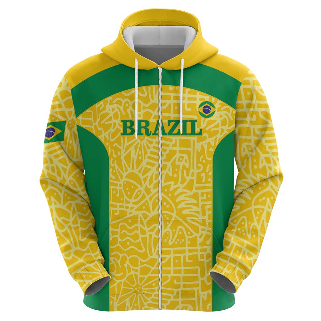 Custom Brazil Football Hoodie Vamos Selecao - Yellow LT14
