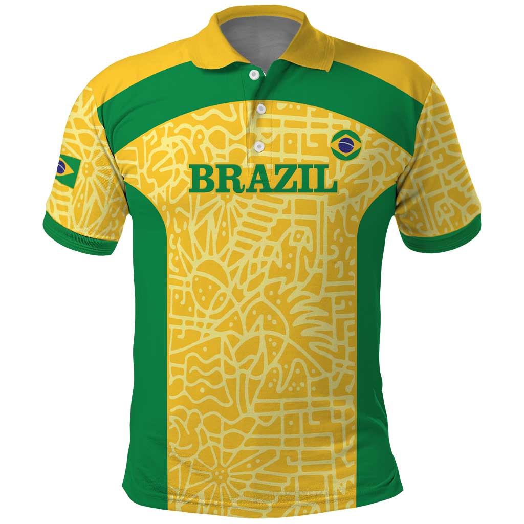 Custom Brazil Football Polo Shirt Vamos Selecao - Yellow LT14