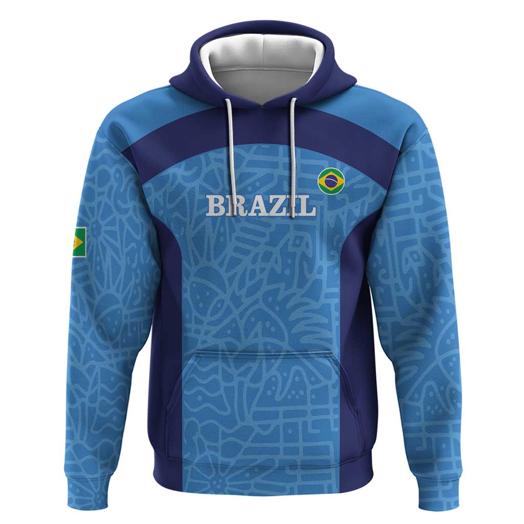 Custom Brazil Football Hoodie Vamos Selecao - Blue LT14
