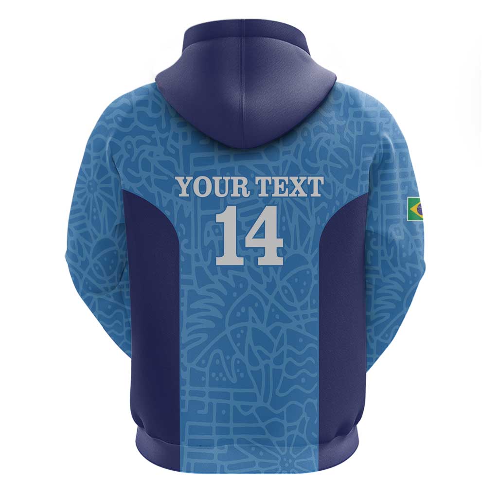 Custom Brazil Football Hoodie Vamos Selecao - Blue LT14
