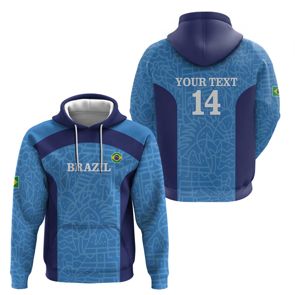 Custom Brazil Football Hoodie Vamos Selecao - Blue LT14
