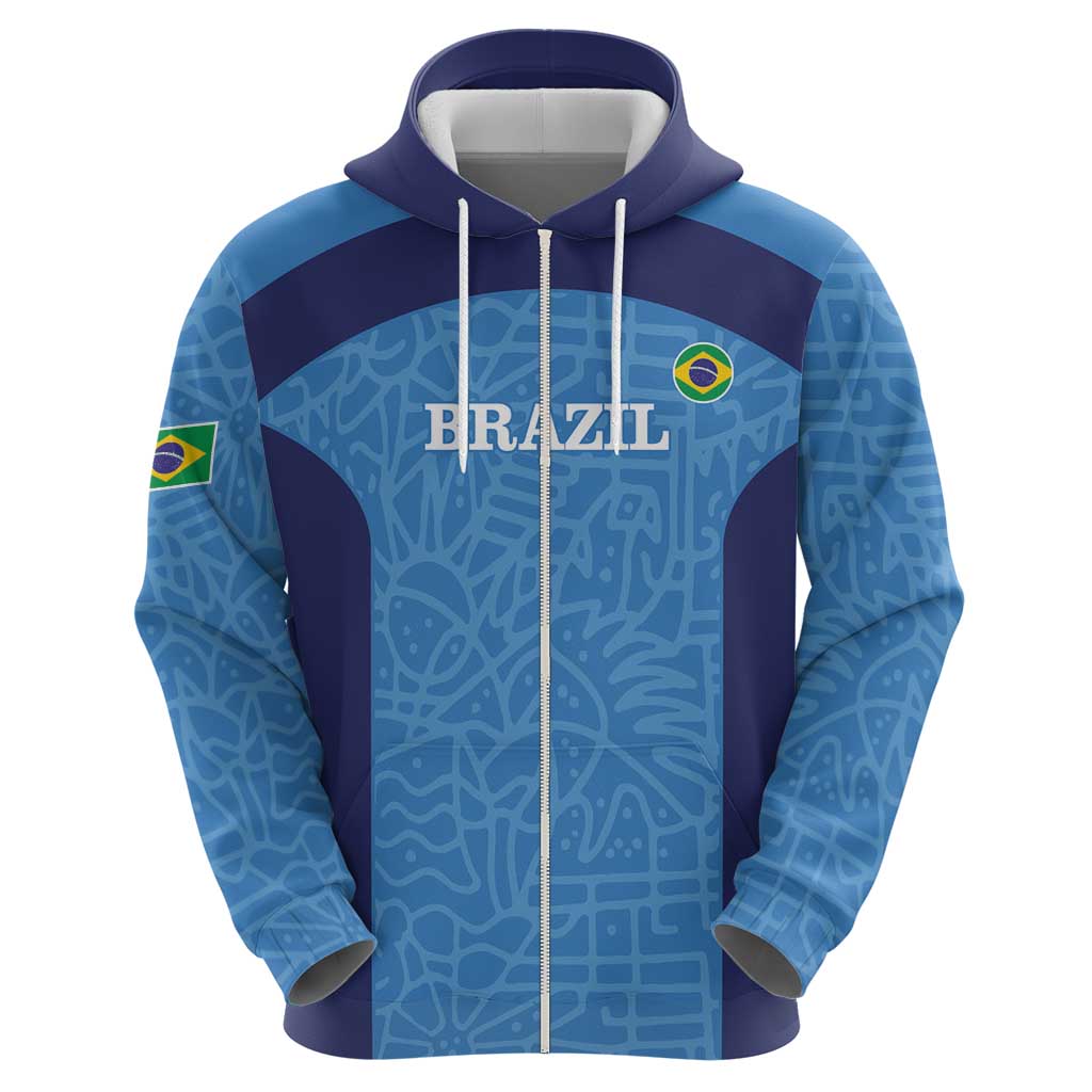 Custom Brazil Football Hoodie Vamos Selecao - Blue LT14