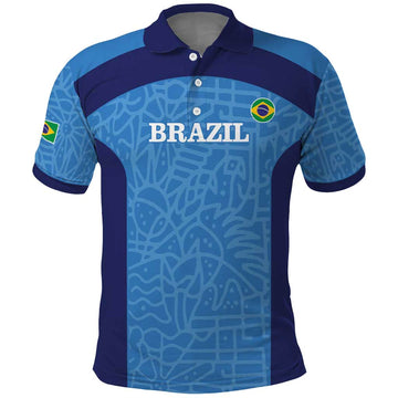 Custom Brazil Football Polo Shirt Vamos Selecao - Blue LT14