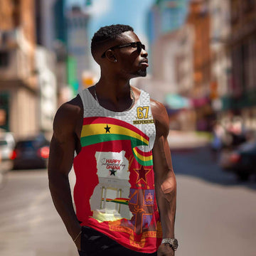 Ghana Independence Day Men Tank Top Gana Map Happy 67 Years Anniversary LT14