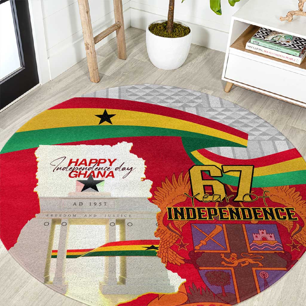 Ghana Independence Day Round Carpet Gana Map Happy 67 Years Anniversary LT14