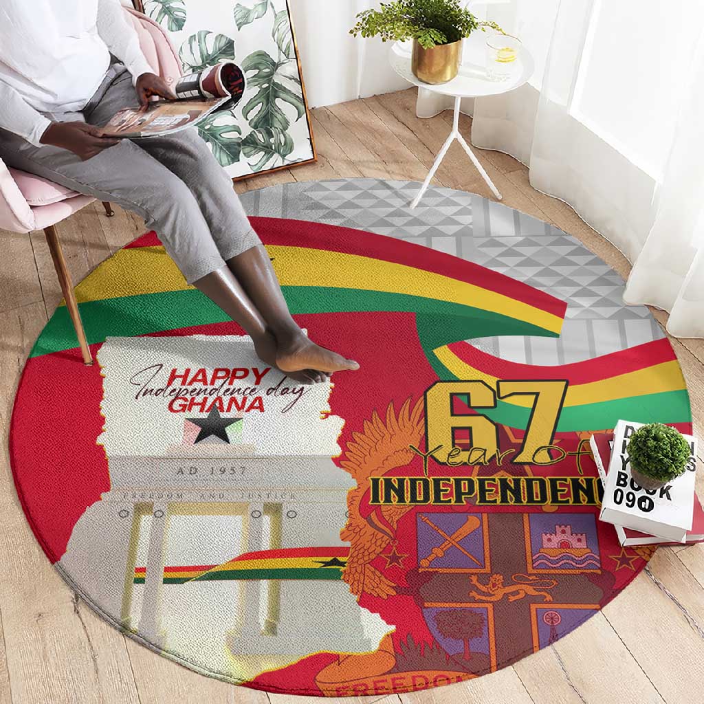 Ghana Independence Day Round Carpet Gana Map Happy 67 Years Anniversary LT14