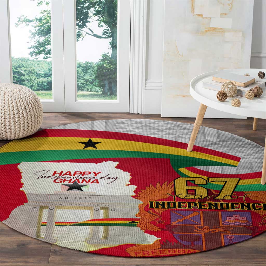 Ghana Independence Day Round Carpet Gana Map Happy 67 Years Anniversary LT14